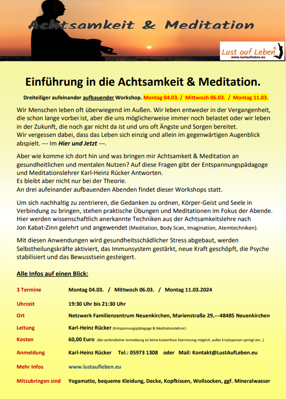 Einführung in die Achtsamkeit & Meditation