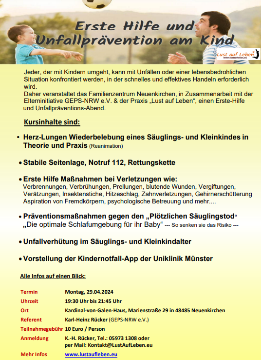 Erste Hilfe und Unfallprävention am Kind